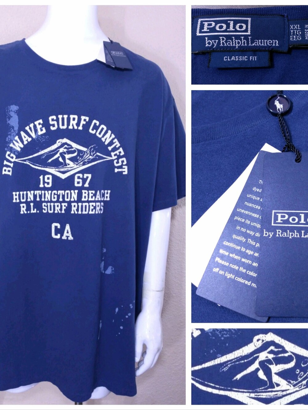 POLO RALPH LAUREN T Shirt BIG WAVE SURF XXL NEW with TAGS RL Mens NWT 2XL Beach
